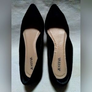 JustFab Black Suede Pointed Toe Flats Size 7